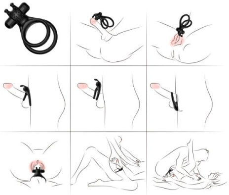 Toyboy Vibration Ring Schwanz Silikon Schwarz 3Stück EK-USK-C09