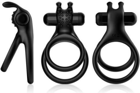Toyboy Vibration Ring Schwanz Silikon Schwarz 3Stück EK-USK-C09