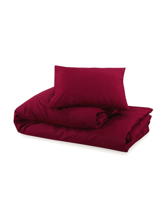 vidaXL Duvet Cover Set Cotton King Size with 2 Pillowcases 260x220 Bordeaux