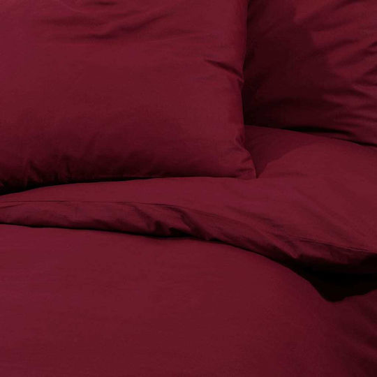 vidaXL Σετ Παπλωματοθήκη Βαμβακερή King Size με 2 Μαξιλαροθήκες 260x220cm Μπορντό