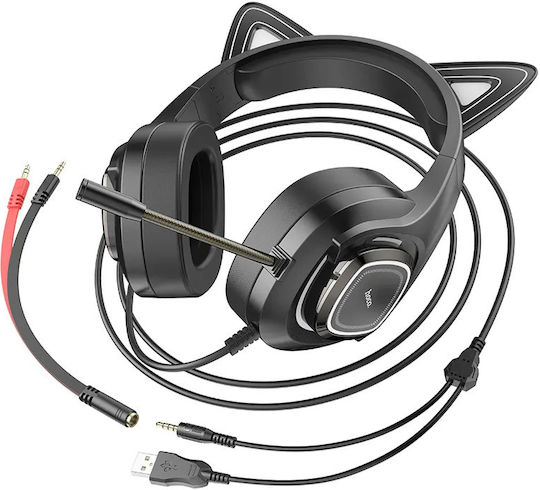 Hoco W107 Over Ear Gaming Headset με σύνδεση 3.5mm / USB Πράσινο LED