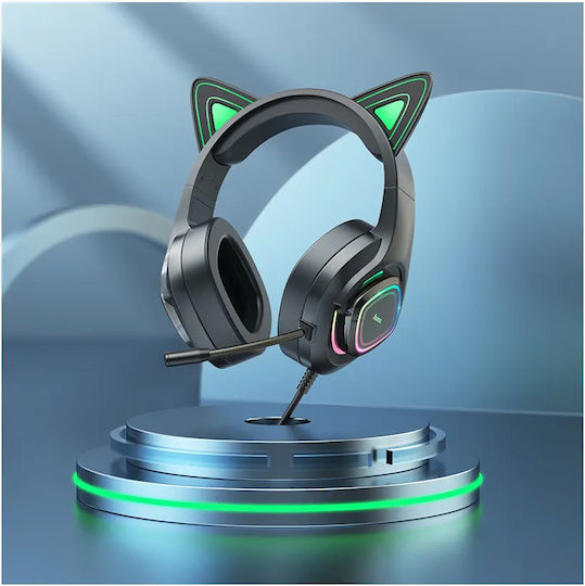 Hoco W107 Over Ear Gaming Headset με σύνδεση 3.5mm / USB Πράσινο LED