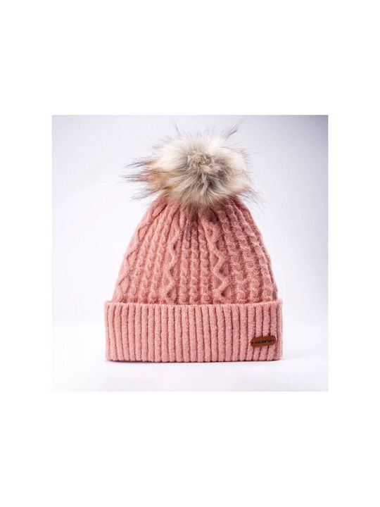 Iguana Pom Pom Beanie Beanie Knitted in Pink color