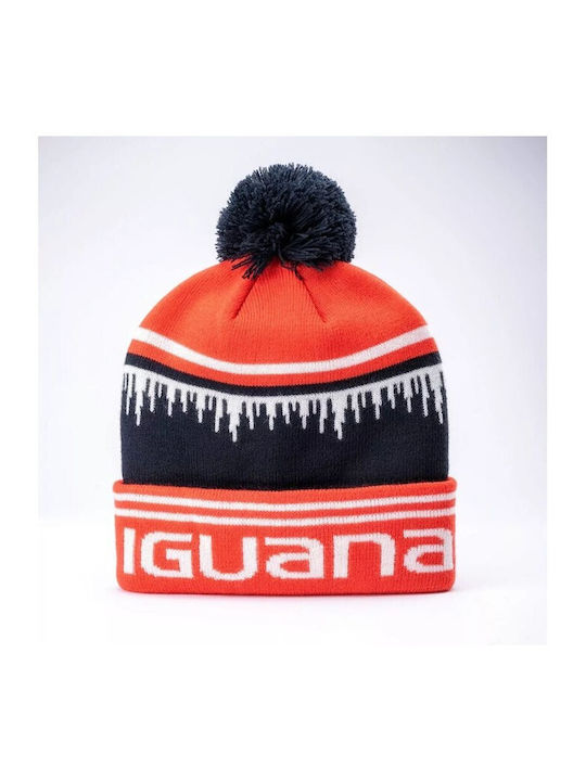 Iguana Pom Pom Beanie Beanie Knitted in Red color