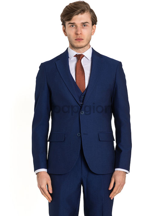 Vittorio Artist Men's Suit with Vest BLUE