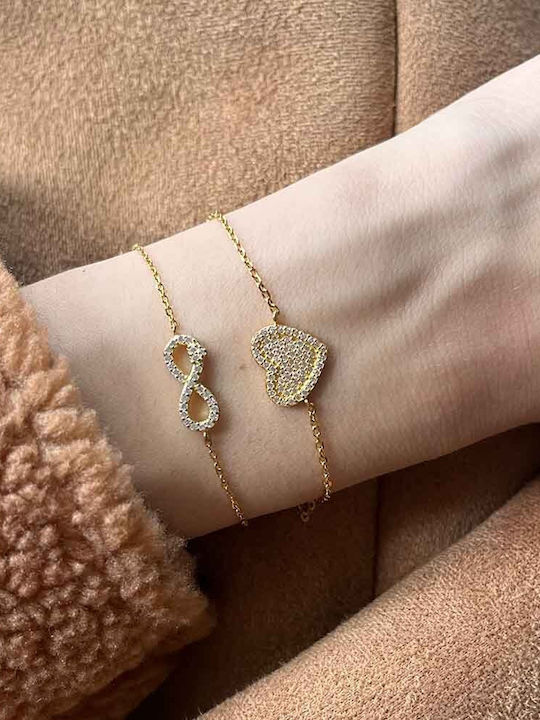 Silver Gold Plated Bracelet Heart 925