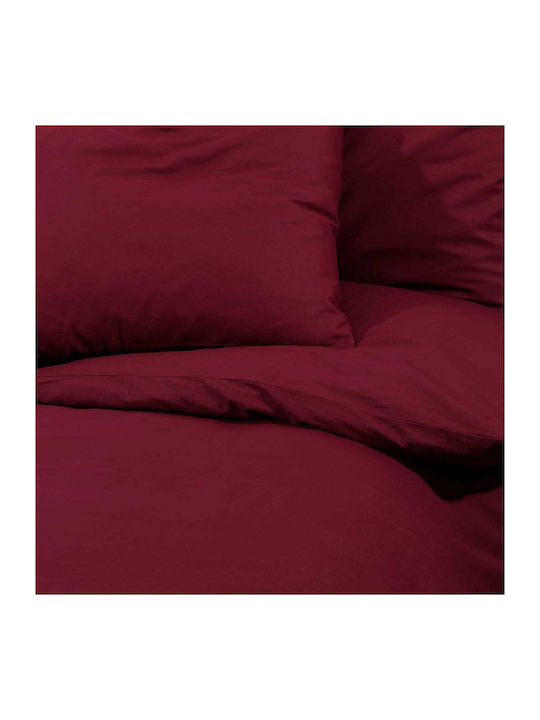 vidaXL Duvet Cover Set Cotton Queen with 2 Pillowcases 240x220 Bordeaux