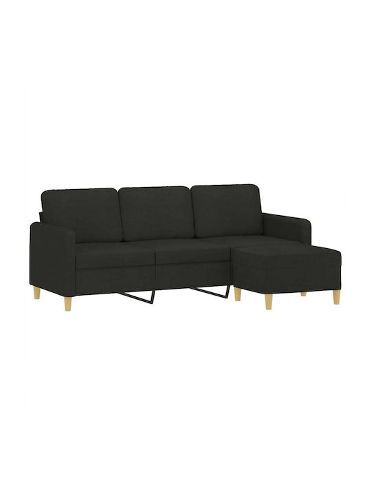 Three-Seater Couch Black 198x77x80 cm