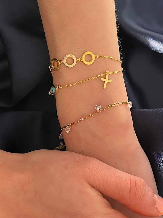 Silver Gold Plated Bracelet 925 with Mataki and Cross