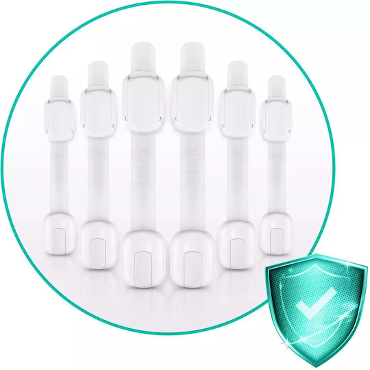 Ricokids Cabinet & Drawer Lock made of Plastic in White Color 3.4x19cm 6pcs
