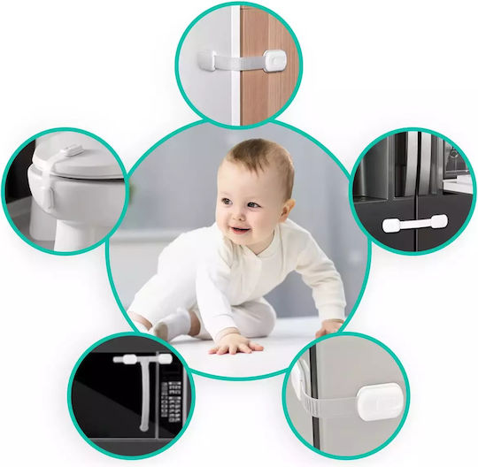 Ricokids Cabinet & Drawer Lock made of Plastic in White Color 3.4x19cm 6pcs