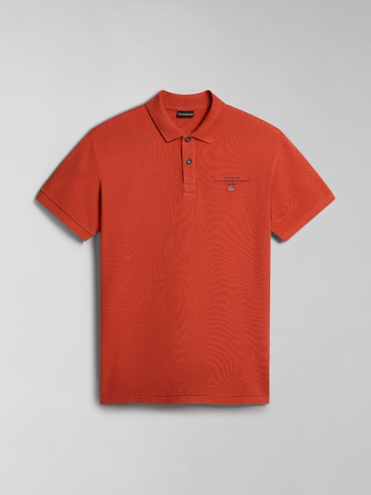 Napapijri Elbas Bluza Bărbătească cu Mânecă Scurtă Polo Orange