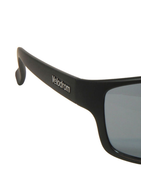 Velodrom Men's Sunglasses with Black Plastic Frame and Gray Lens VEL51