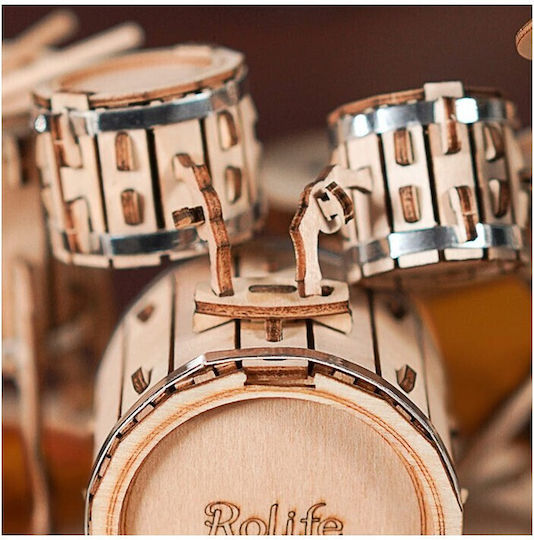 Rolife Παιχνίδι Κατασκευών Ξύλινo Robotime Drum για Παιδιά 8+ Ετών