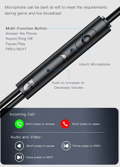 Awei ES-180i In-ear Handsfree Ακουστικά με Βύσμα 3.5mm Μαύρο