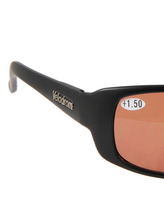 Velodrom Sunglasses with Black Plastic Frame and Orange Mirror Lens VEL18