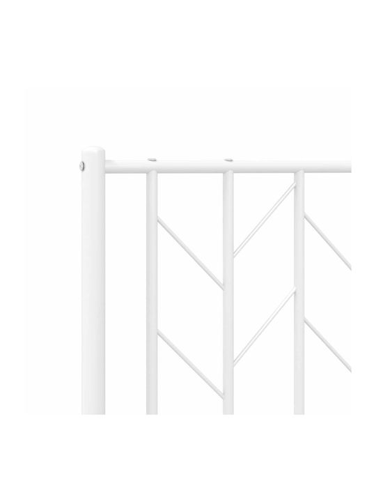 King Size Metal Bed White with Slats for Mattress 193x203cm