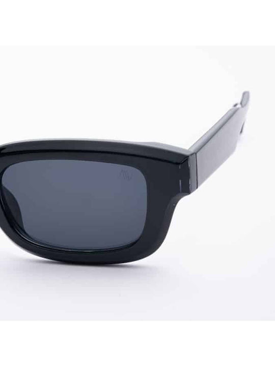 AV Sunglasses Brooklyn Damen Sonnenbrille mit Schwarz Kunststoff Gestell und Schwarz Linse