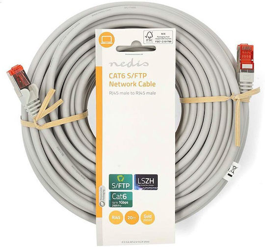 Nedis S/FTP Cat.6 (Gigabit) Καλώδιο Δικτύου Ethernet 20m Γκρι