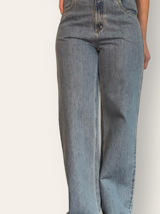 Enza Women's High-waisted Fabric Trousers Light Blue