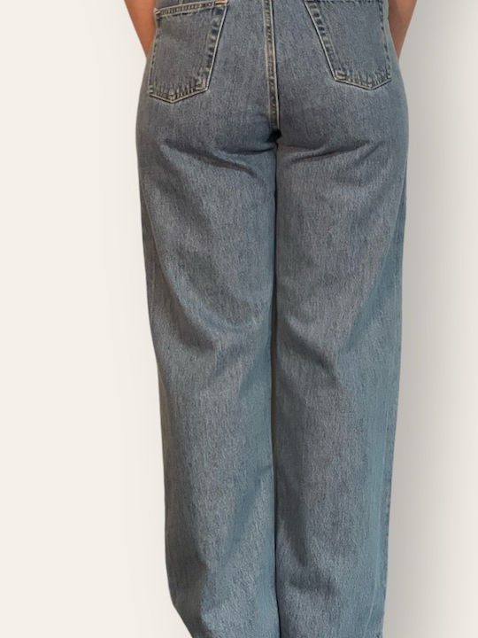Enza Women's High-waisted Fabric Trousers Light Blue