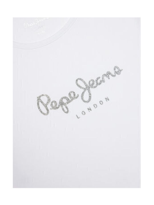 Pepe Jeans Tricou pentru copii Alb Hana Glitter