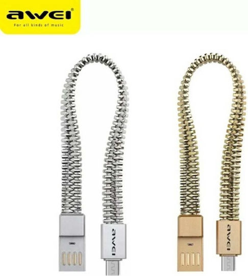 Awei Regular USB-A la Cablu Lightning Auriu 0.2m (05002WCL50CL)