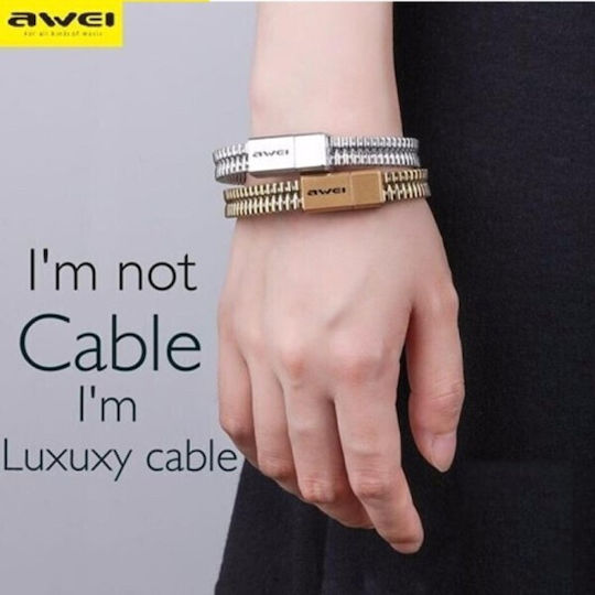 Awei Regular USB-A la Cablu Lightning Auriu 0.2m (05002WCL50CL)