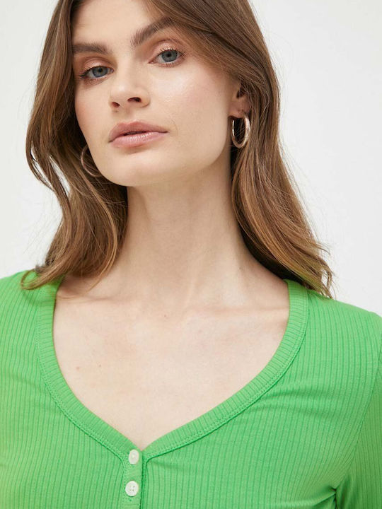 Tommy Hilfiger Γυναικεία Μπλούζα Μακρυμάνικη Ριγέ Πράσινη
