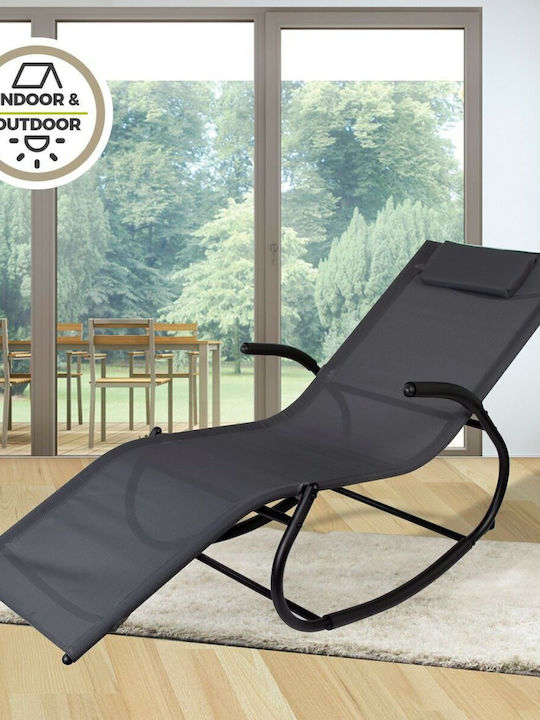 Ξαπλώστρα Μεταλλική με Μαξιλάρι Μαύρη 172x75x53εκ.