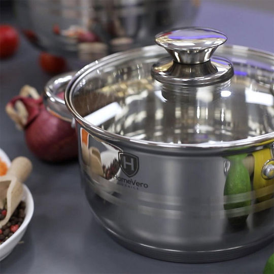 HomeVero Stainless Steel Silver Cookware Set with Non-Stick Coating 6pcs