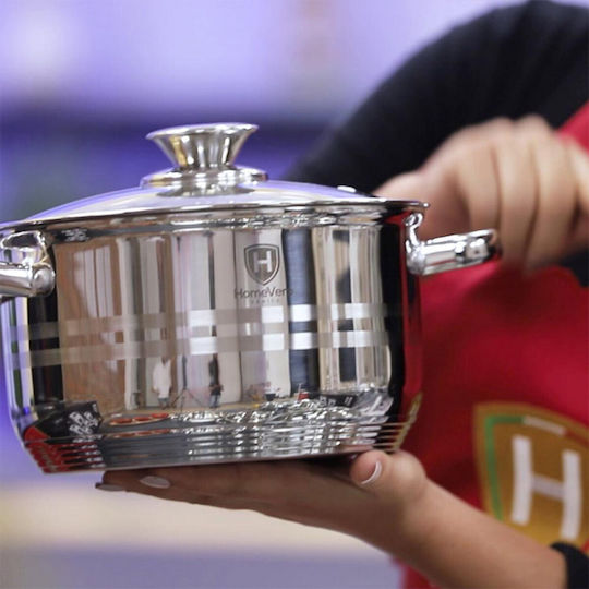 HomeVero Stainless Steel Silver Cookware Set with Non-Stick Coating 6pcs