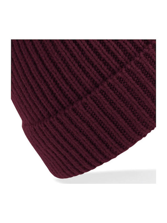 Beechfield B380 Beanie Masculin Căciulă cu Tricotaj Rib Burgundia