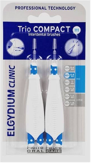 Elgydium Trio Compact 1 Rezerve pentru Periuțe Interdentare cu Mâner 0.7mm Albastru 6buc