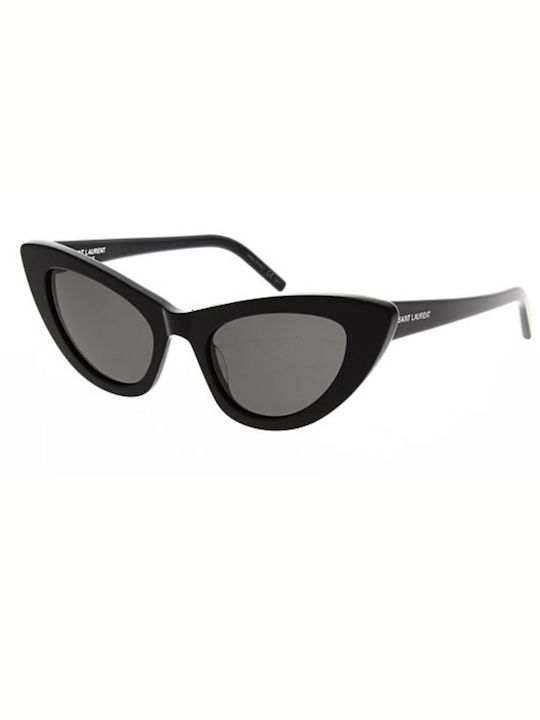 Ysl Women's Sunglasses with Black Plastic Frame and Black Lens