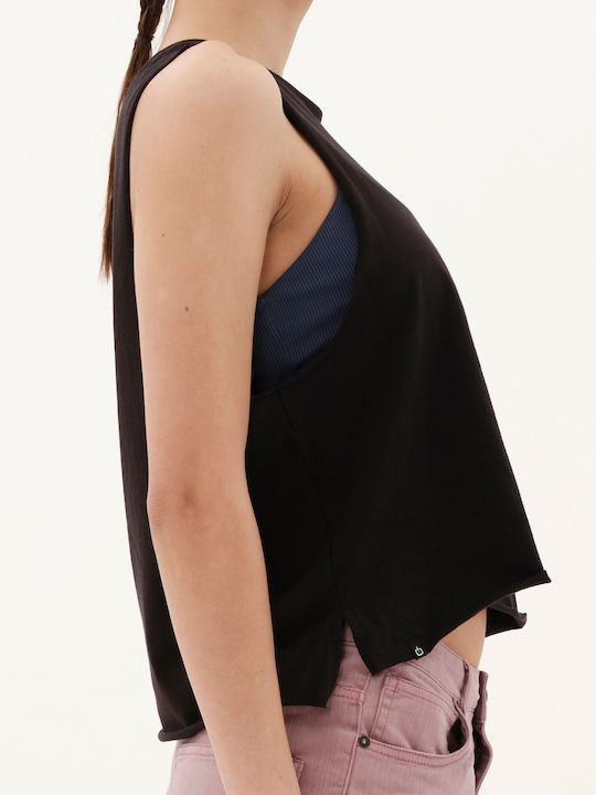 Γυναικείο Αθλητικό Crop Top Αμάνικο Μαύρο