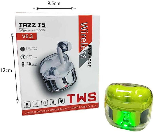 Jazz J5 Earbud Bluetooth хендсфри Слушалки с Кутийка за Зареждане Зелен