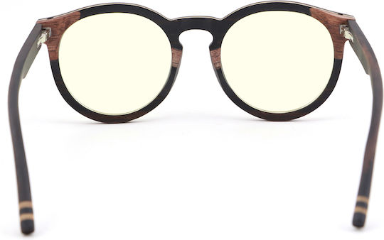 Daponte Wooden Prescription Eyeglass Frame Blue