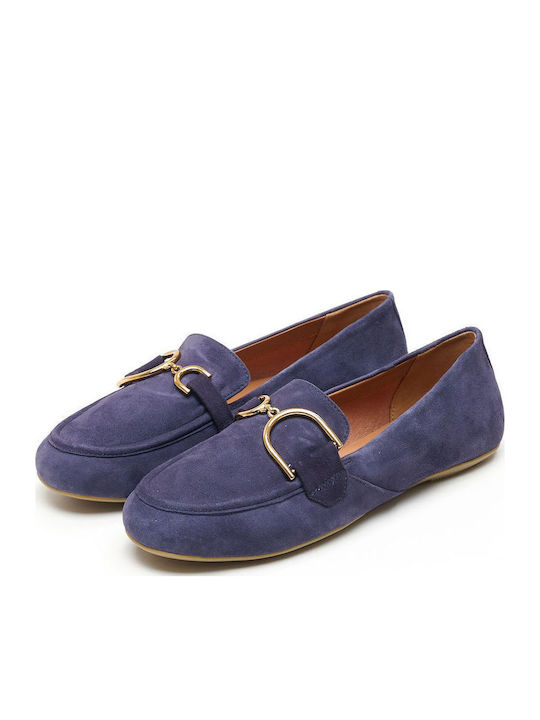 Palmaria Leder Damen Mokassins in Blau Farbe