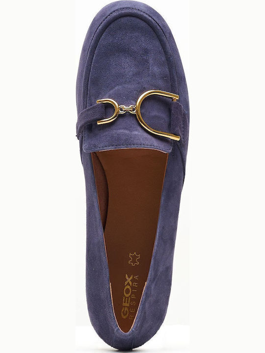 Palmaria Leder Damen Mokassins in Blau Farbe