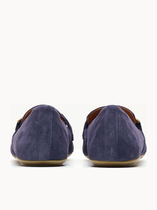 Palmaria Leder Damen Mokassins in Blau Farbe