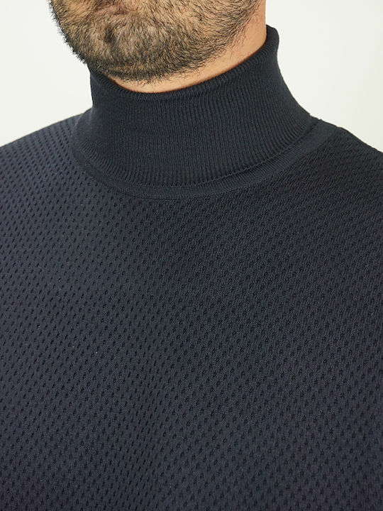 Lexton Men's Long Sleeve Sweater Turtleneck Navy Blue