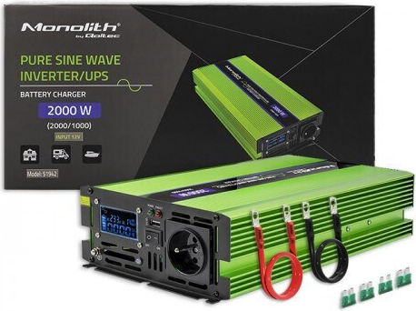 Qoltec Inverter Αυτοκινήτου Καθαρού Ημιτόνου 2000W για 12V DC