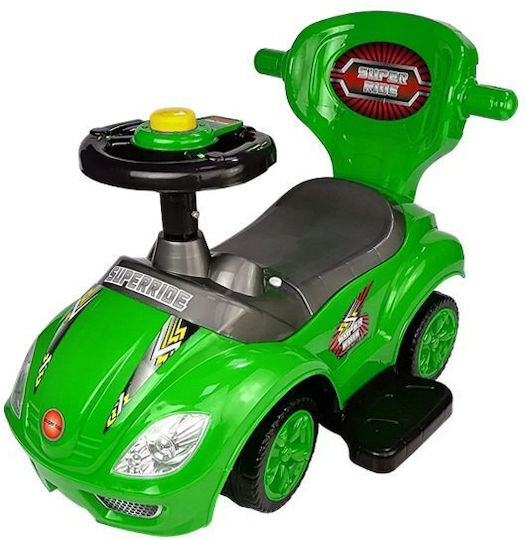 Mega Car Baby Push Walker Ride On with Parental Handle for 12+ Months Green