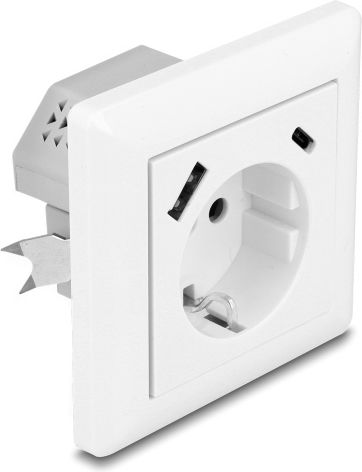 DeLock Μονή Χωνευτή Πρίζα Ρεύματος με 2 Θύρες USB Λευκή