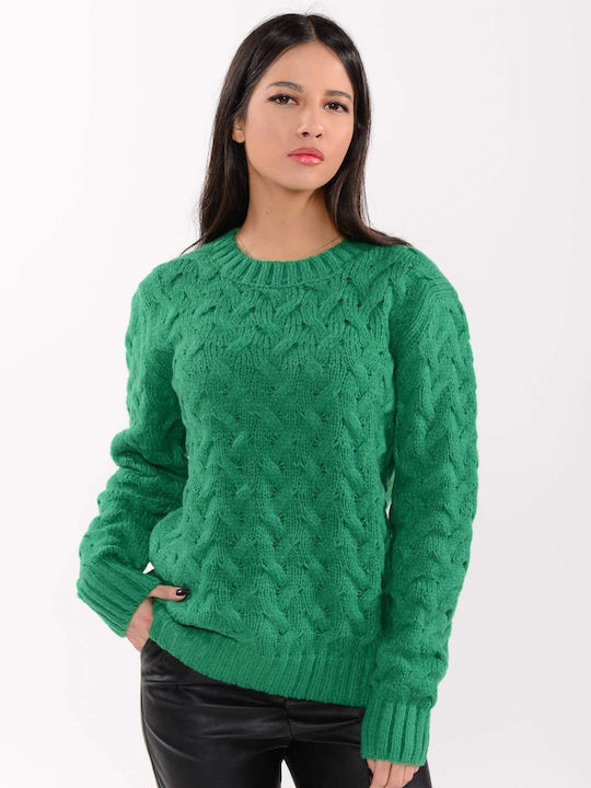 Doretta Women's Long Sleeve Sweater Polka Dot Green