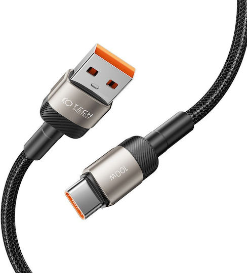 Tech-Protect Ultraboost Evo Titanium USB 2.0 Cable USB-C male - USB-A 100W PD Μαύρο 2m