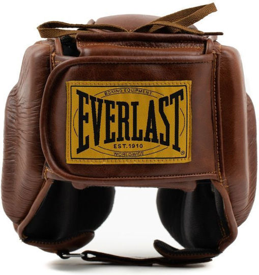 Everlast 1910 Κάσκα Πυγμαχίας Ενηλίκων Aνοιχτού Τύπου Δερμάτινη Καφέ