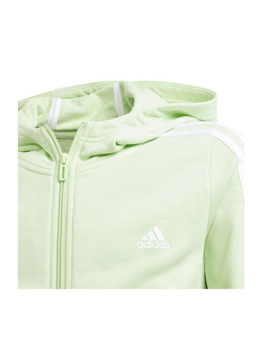 Athletic Kids Sweatshirt Cardigan Cotton with Hood Green