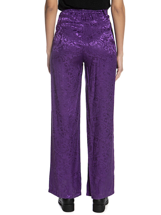 Cavalieri Women's Fabric Trousers with Elastic Purple